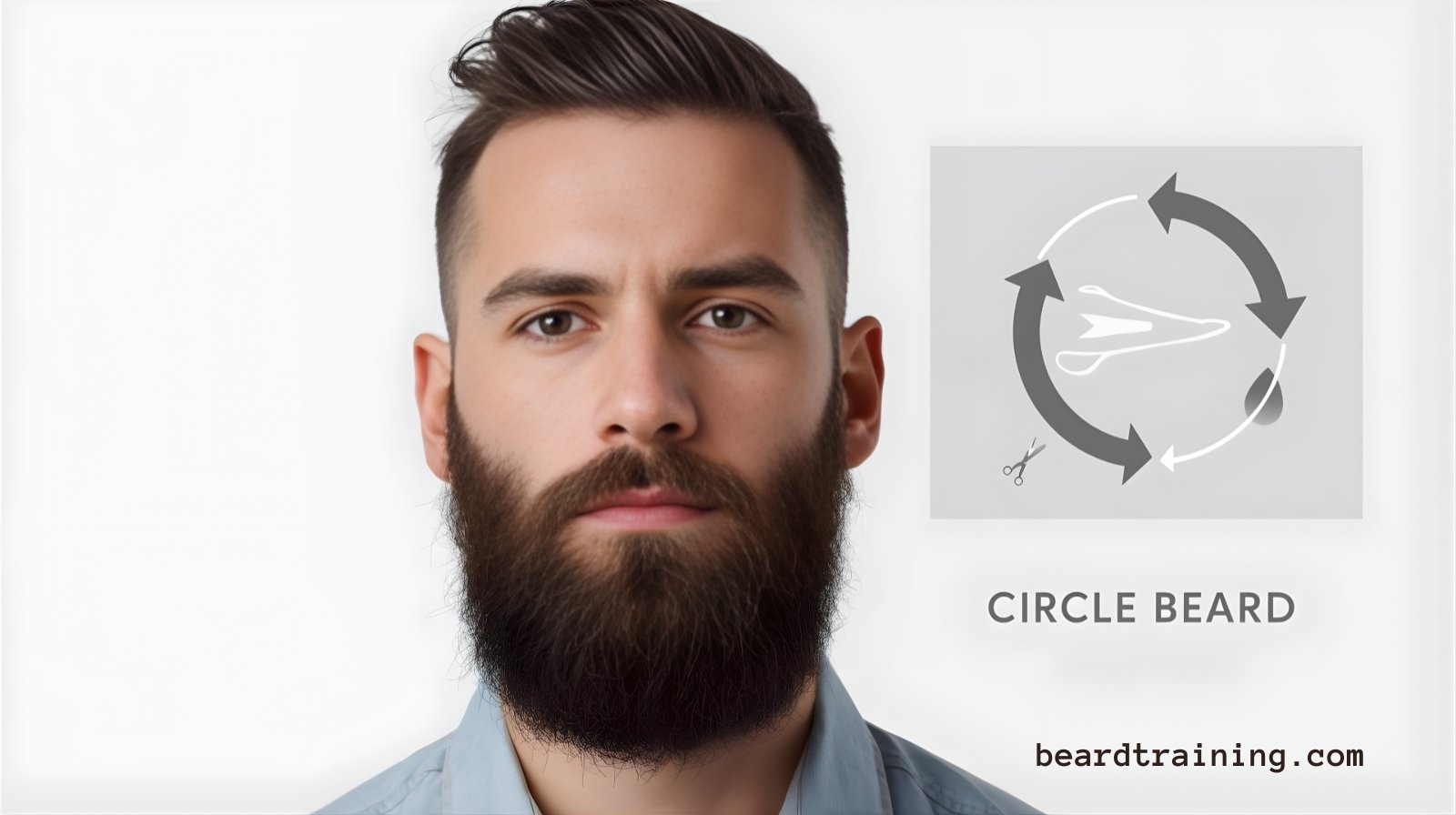 Professional portrait of a man with a sharp, perfectly groomed circle beard and clean-shaven cheeks.